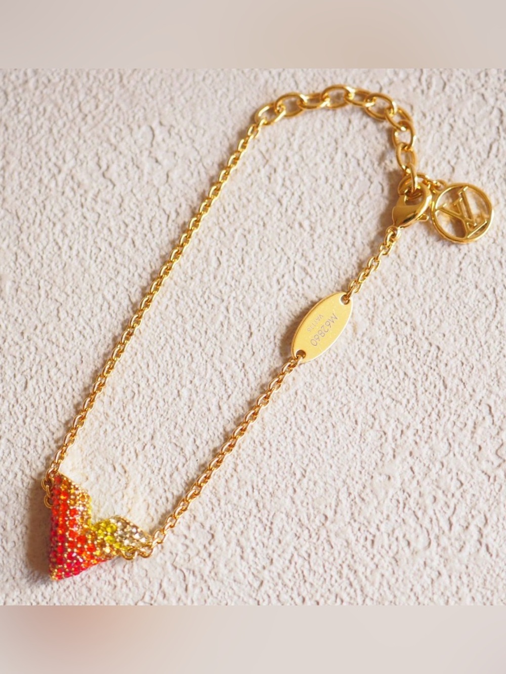 Louis Vuitton Essential V Strass Bracelet M62860 Sunset Crystal LV Rare